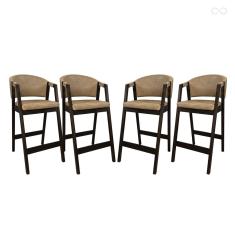 Kit 4 Banquetas Alta para Ilha de Cozinha Ravena Madeira Maciça Capuccino Sintético Bege CCS