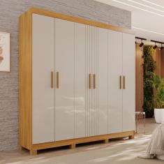 Guarda-roupa 4 Gavetas 6 Portas com Pés Lisboa Cinamomo / Off White