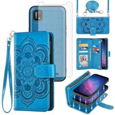 Asuwish Capa de telefone para Cloud Mobile Stratus C7 carteira com zíper magnético destacável com protetor de tela de vidro temperado alça transversal mandala flor porta-cartão C_7 C 7 mulheres homens