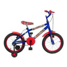 Bicicleta Infantil Aro 16 Kls Heroes Roda Alumínio, Azul, Vermelho
