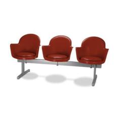 Cadeira em longarina 3 lugares Linha Polipropileno Moon Vermelho - Des