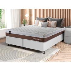 Conjunto Cama Box c/ Molas Ensacadas Venice Marrom Queen 158x198x60