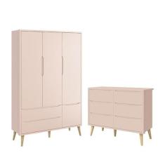 Jogo de Quarto Infantil Theo Guarda Roupa 3 Portas e Cômoda 6 Gavetas 