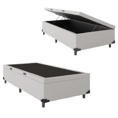 Cama Box Com Baú Solteiro 0,88m com 41cm de Altura Prince Branco