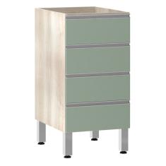 Balcão De Cozinha S/ Tampo 40cm 4 Gavetas Crema C/Verde