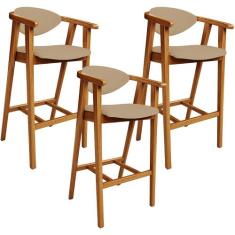 Kit 03 Banquetas Alta Cozinha Bancada Bar Sala de Jantar Fixa Cecília 