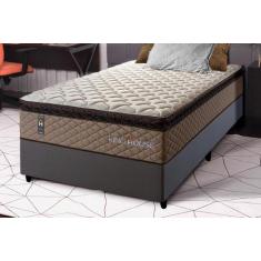 Conjunto Cama Box Espuma Atlanta Bege Solteiro 96x203x62 - King House