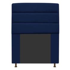 Cabeceira Estofada Turim 90 cm Solteiro Suede Azul Marinho - ADJ Decor