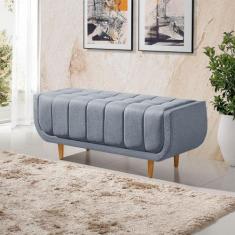 Recamier Alemanha 1,00M com Base Madeira Linho Sofatec, Azul