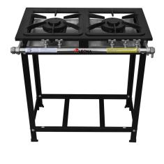 Fogão Industrial 2 Bocas Duplas 30x30 Perfil 7 de Baixa Pressão