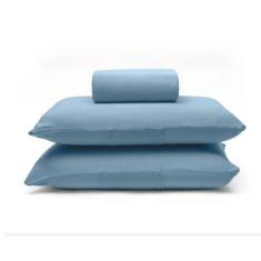 Jogo De Cama Buettner Queen Malha 100% Algodão Basic Liso 3 Peças Jeans