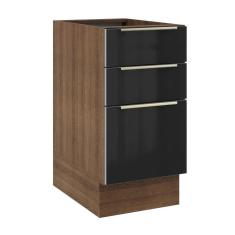 Balcão Madesa Lux 40 cm 3 Gavetas (Sem Tampo) - Rustic/Preto