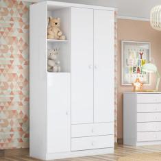 Guarda Roupa 3 Portas Bala de Menta Cor Flex Henn Branco ou Branco/Rosa Chá