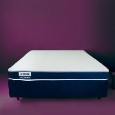 Cama Box King com Colchão Guldi Duplo Plus D28 Branca e Azul