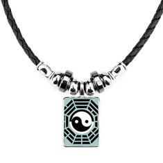 DIYthinker China Taichi Colar com oito diagramas Joias Torque Pingente de corda de couro