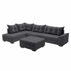 Sofá de Canto Itapema Veludo Grafite