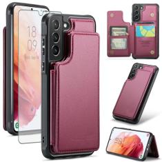 Asuwish Capa de celular para Samsung Galaxy S21 Plus S21+ 5G capa carteira com protetor de tela e bloqueio RFID de couro PU suporte para cartão de crédito celular S21+5G S21plus 21S + S 21 21+ G5