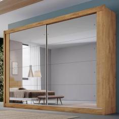 Guarda Roupa Casal Espelhado 2 Portas 4 Gavetas - Creta-Amêndoa - Móveis Europa