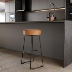 Conjunto 2 Banquetas Nice em Aço Industrial Yescasa Preto/Caramelo