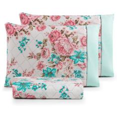 Jogo de cama Queen 3pç estampado ponto palito 100% algodão - SAFIRA EN