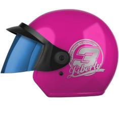 Capacete Moto Aberto Pro Tork Liberty Three 3 Viseira Iridium, ROSA, 5