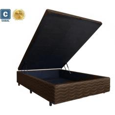 Cama Box Baú Casal Black AColchões Matelado Marrom 41x138x188
