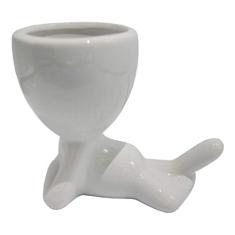 Vaso Bob Suculenta Decorativo Cerâmica Planta Vasinho Robert Deitado Branco