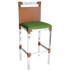 Banqueta Alta Vigor De Alumínio E Fibra Sintética Caramelo/verde