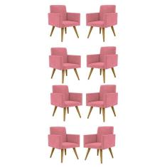 Kit 08 Cadeiras Poltronas Decorativa - Escritório - Recepção Cor:rosa