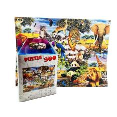 Quebra-Cabeça Puzzle Reunião de Animais 300 Peças MDF - Coleção Tea & 