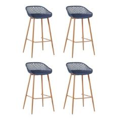 Kit 4 Banquetas Alta Polipropileno e Aço Mônaco Espresso Móveis