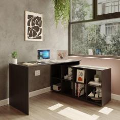 Mesa em L Escrivaninha Kubus com 8 Nichos Yescasa Preto