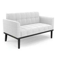 Sofá Namoradeira Base Madeira Fixa Preto Elisa Bouclê D03 - D`rossi Cor Off White