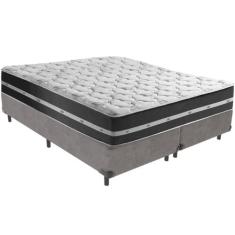 Cama Box e Colchão Classic Preto Molas ensacadas King Anjos,  Cinza