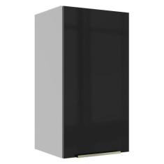 Armário Aéreo Madesa Lux 35cm 1 Porta Branco Preto
