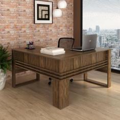 Mesa Escrivaninha de Canto 136cm com Porta Livros e Detalhe Ripado ME4