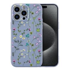 RALEAVO Capa floral para iPhone 16 Pro, capa de silicone líquido com lindo padrão de ramo de flores para meninas e mulheres, capa protetora de borracha macia fina para iPhone 16 Pro (6,3 polegadas