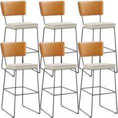 Kit 06 Banquetas Altas Sala De Jantar Fixa Allana L02 Sintético  Whisk