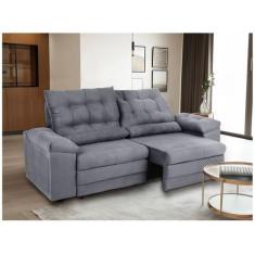 Sofá 3 Lugares Retrátil Reclinável Suede Phormatta Colômbia SMP, Cinza