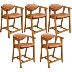 Kit 05 Banquetas Baixa Cozinha Sala de Jantar Bancada Cecília L02 mate