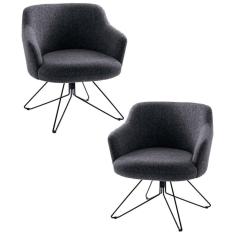 Kit 2 Poltronas Base Orby Fixa Jade C-469 Linho Mescla - Domi