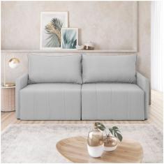 Sofá Cama Baraúna Retrátil E Reclinável 3 Lugares 2,00M Em Linho Cabecasa Madeiramadeira Cinza