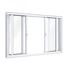 Janela De Alumínio Correr Abertura Central 2 Folhas Móveis E 2 Fixas 100X120 Lucasa Branco