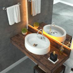 Kit Cuba Ov43 Com Válvula Click 1 Polegada G E Sifão Cromado E Flexível Compace Branca