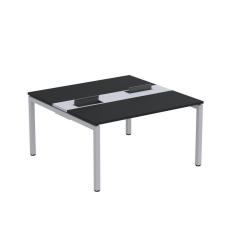 Mesa Plataforma Dupla com Pé de Aço para Coworking 140X140/2P PDC14/14/2P Preto/Cinza