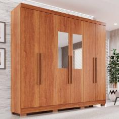 Guarda-Roupa Casal Com Espelho 6 Portas 2 Gavetas França Cinamomo