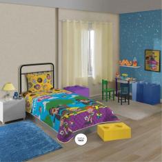 Edredom Infantil Dupla Face Mundo Bita com Fronha Lepper, Azul e Amare