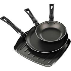 Conjunto 3 Peças Tapioqueira, Frigideira e Grill Garlic, Grafite, Brinox