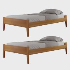 Conjunto para Quarto 2 Camas de Solteiro 90cm em Madeira Maciça Turca Slim