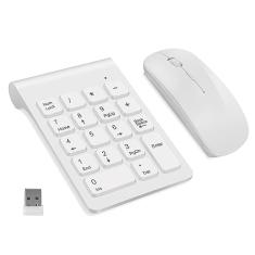 TRELC Teclado numérico sem fio, mini teclado numérico de 2,4 G, 18 teclas, teclado numérico de contabilidade financeira silenciosa, extensões de teclado numérico com mouse sem fio para laptop, PC,